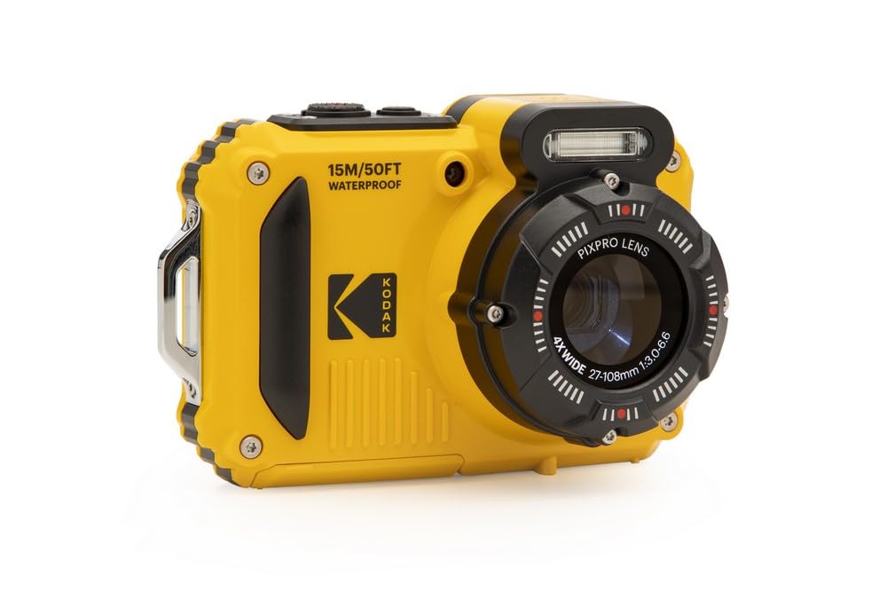 KODAK PIXPRO WPZ2 - Cámara Digital WiFi Resistente al Agua, a Prueba de Polvo, 16 MP, Zoom óptico 4X, 1080P, Full HD, Video, vlogging, LCD de 2.7 Pulgadas (Amarillo)